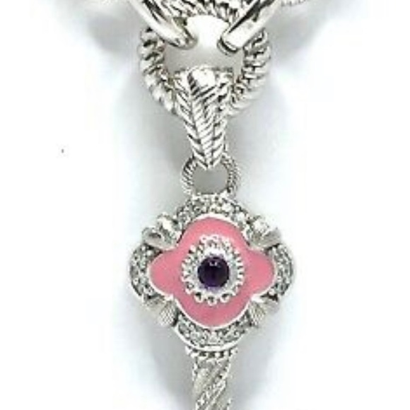 Judith Ripka Heart Key pink & Amethyst pendant - Picture 3 of 5